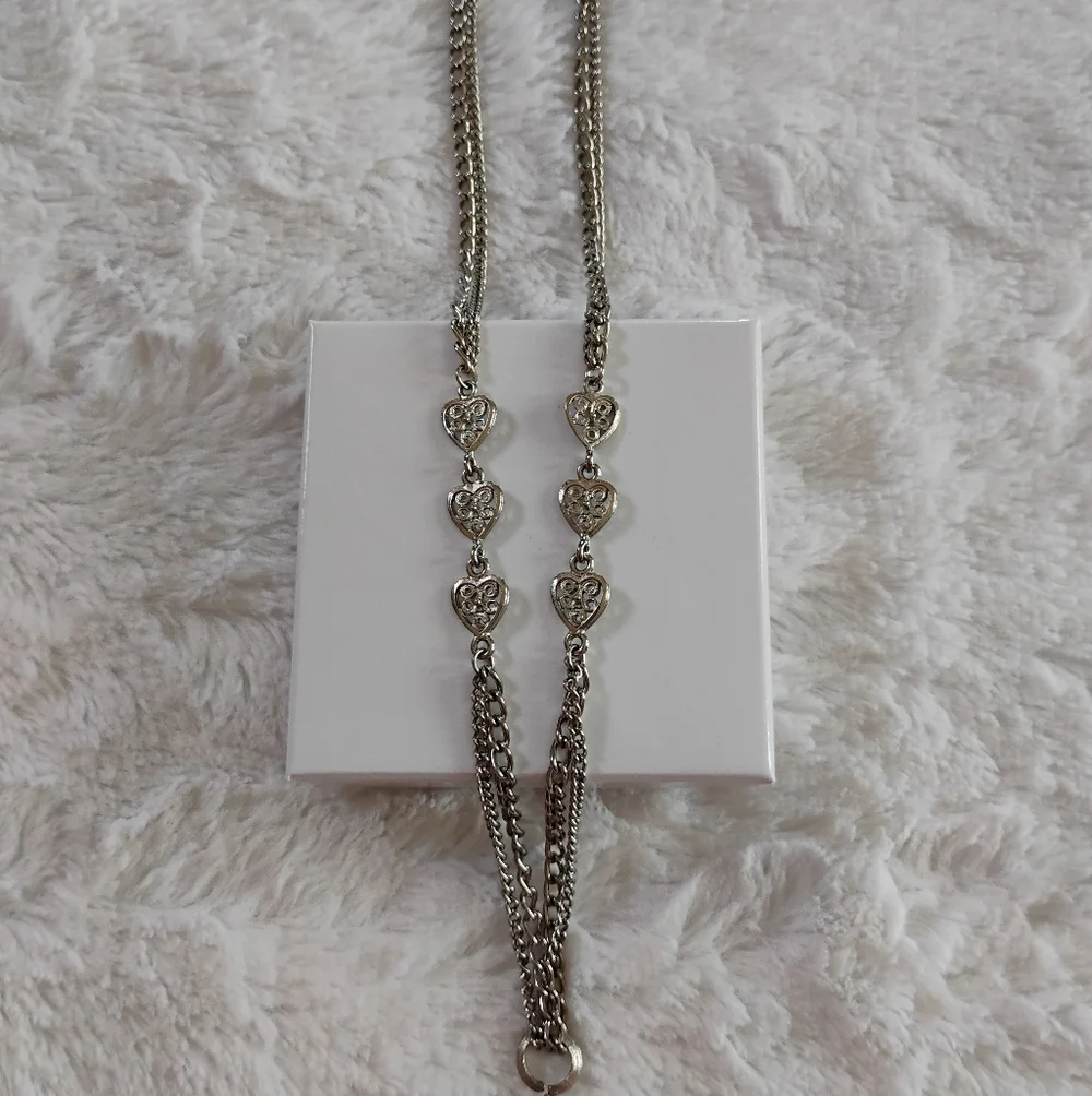 Vintage Park Lane Double Strand Heart Tassel Necklace